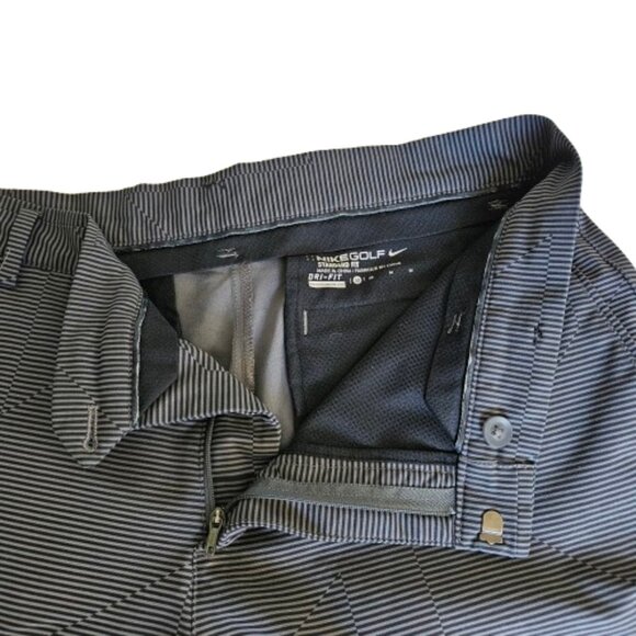 NIKE Golf Standard Fit Dri-Fit Stretch Black Gray Striped Shorts Mens 32 - Picture 4 of 6